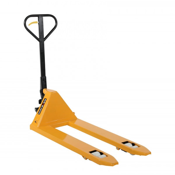 Pallyftare 2500kg, 540x1150mm med boggi/nylon hjul i gul för effektiv och stabil hantering av tunga laster.