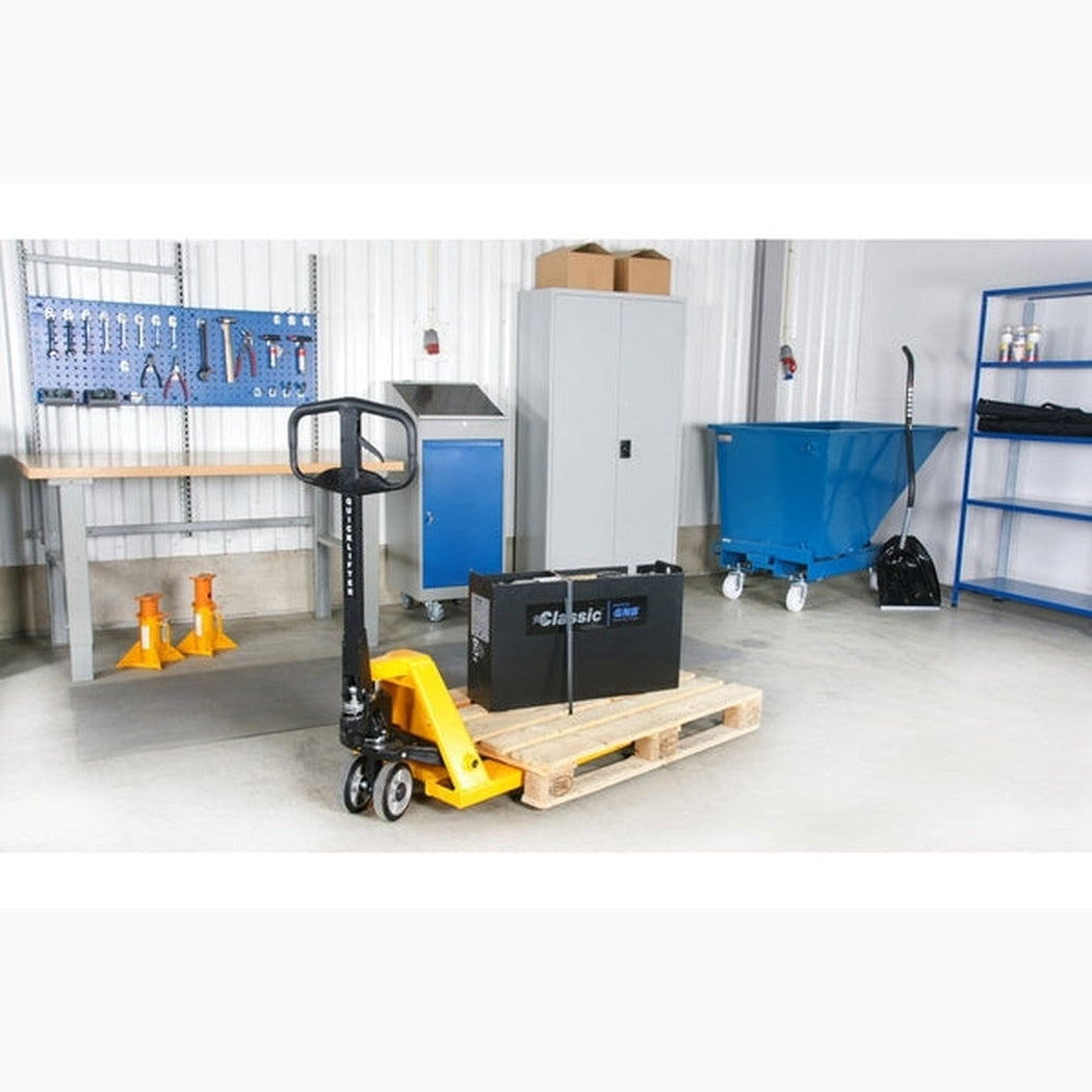 Pallyftare 2500kg, 540x1150mm, Quicklift, nylon/nylon, singel lyfter och flyttar pallar enkelt och effektivt.