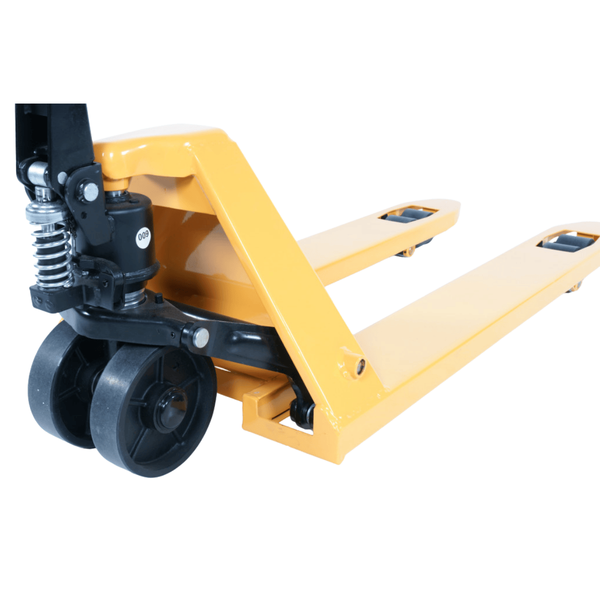 Pallyftare långa gafflar, 2000kg, 540x1500mm, boggi/poly, Gul