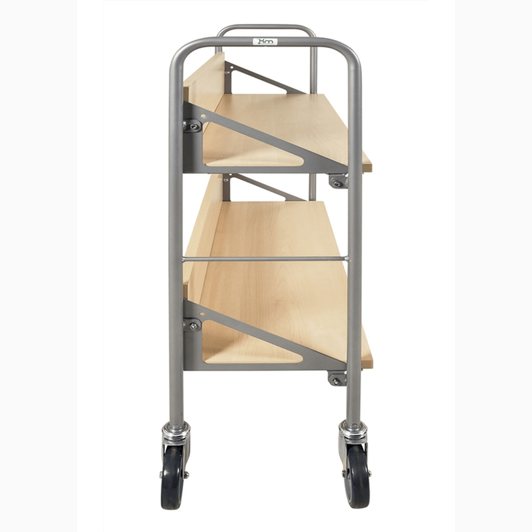 Pärmvagn, 900x300x920mm, 50kg, vit med två snedställda hyllor och hjul för enkel förvaring och mobilitet.