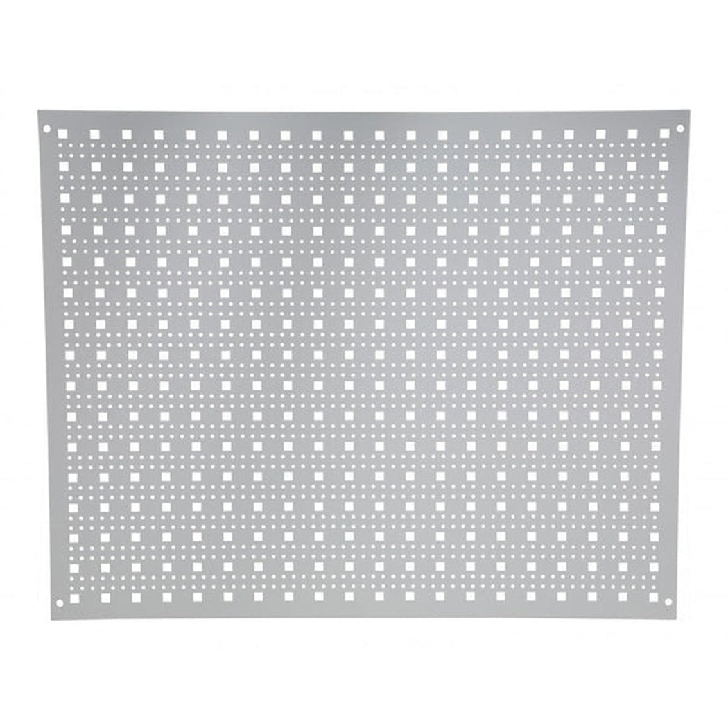 Perforerad verktygspanel 750x600 mm, Grå med 9 mm fyrkantshål för effektiv och flexibel verktygsförvaring.
