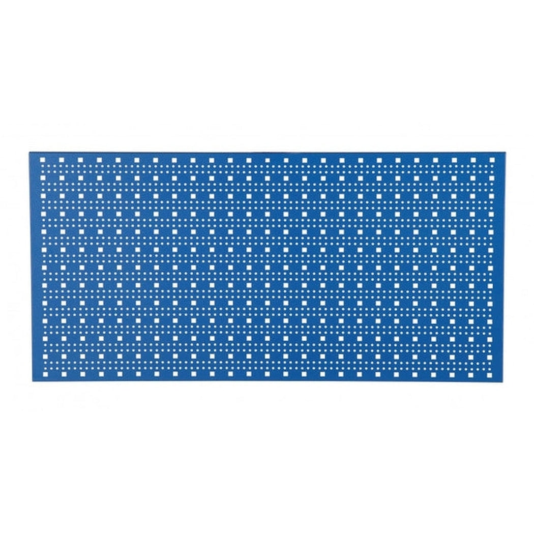 Perforerad verktygspanel 896x480 mm blå med fyrkantshål för effektiv och robust verktygsorganisation.
