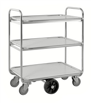 Plockvagn, 3 hyllplan, 1300x630x1100mm, 300kg med robust elförzinkad ram och fyra länkhjul för enkel manövrering.