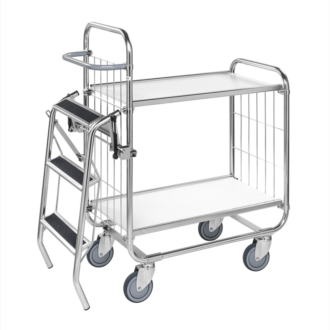 Plockvagn, E-handel, 2 hyllplan, 1395x470x1120mm, 250kg med justerbara hyllplan och 4 länkhjul för flexibel användning.