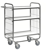 Plockvagn, E-handel, 3 hyllplan, elförzinkad med justerbara hyllor och länkhjul, 1395x470x1120mm, 250kg.