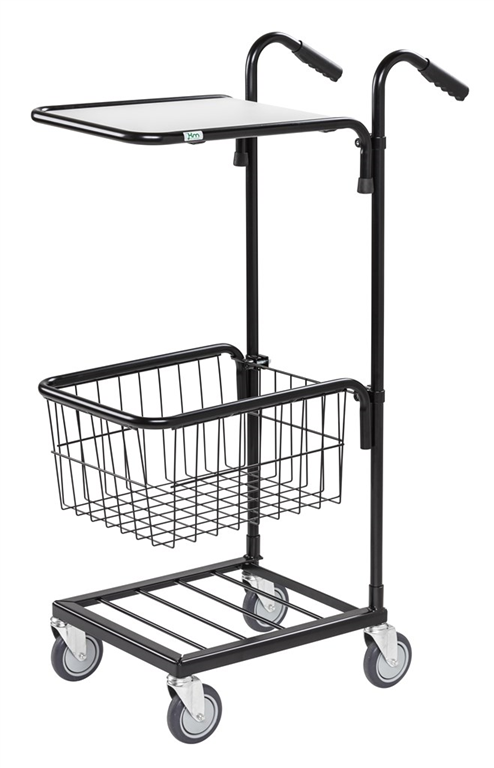 Plockvagn mini, 1 hyllplan, 1 trådkorg, 660x385x1090mm, robust plockvagn för effektiv transport upp till 35 kg.