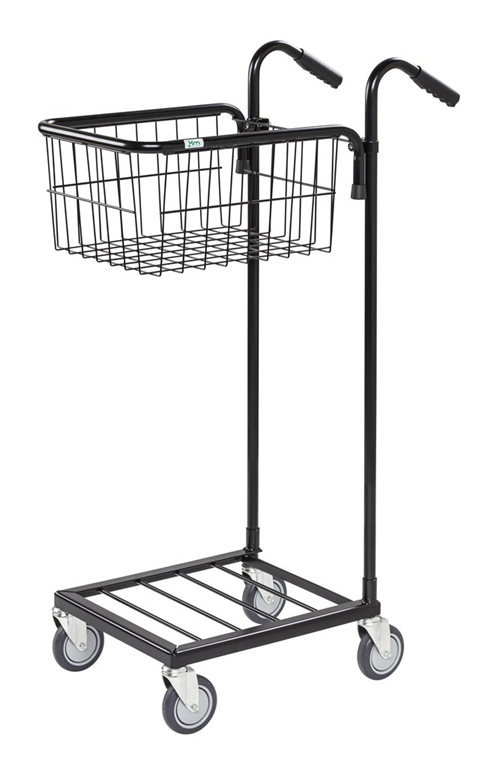 Plockvagn mini, 1 trådkorg, 660x385x1090mm, 35kg med justerbar hylla och hjul för enkel transport.