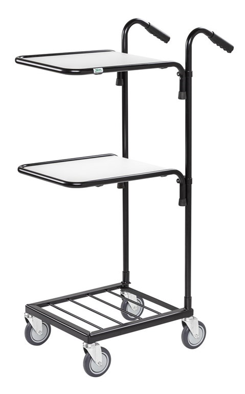 Plockvagn mini, 2 hyllplan, 660x385x1090mm, 35kg med justerbara hyllor och stabil ram för effektiv transport.