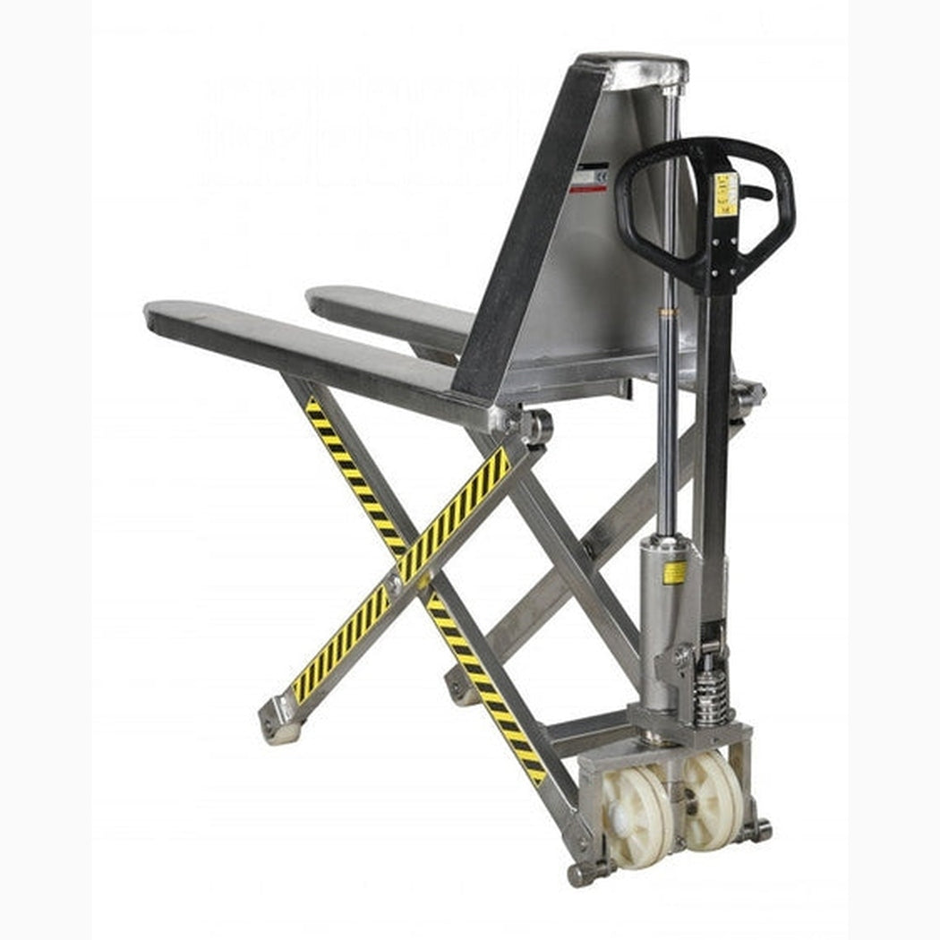 Rostfri Saxlyftvagn, 1000kg, 540x1150mm, singel/nylon med teleskopisk kolv och hög lyftkapacitet för industriell användning.