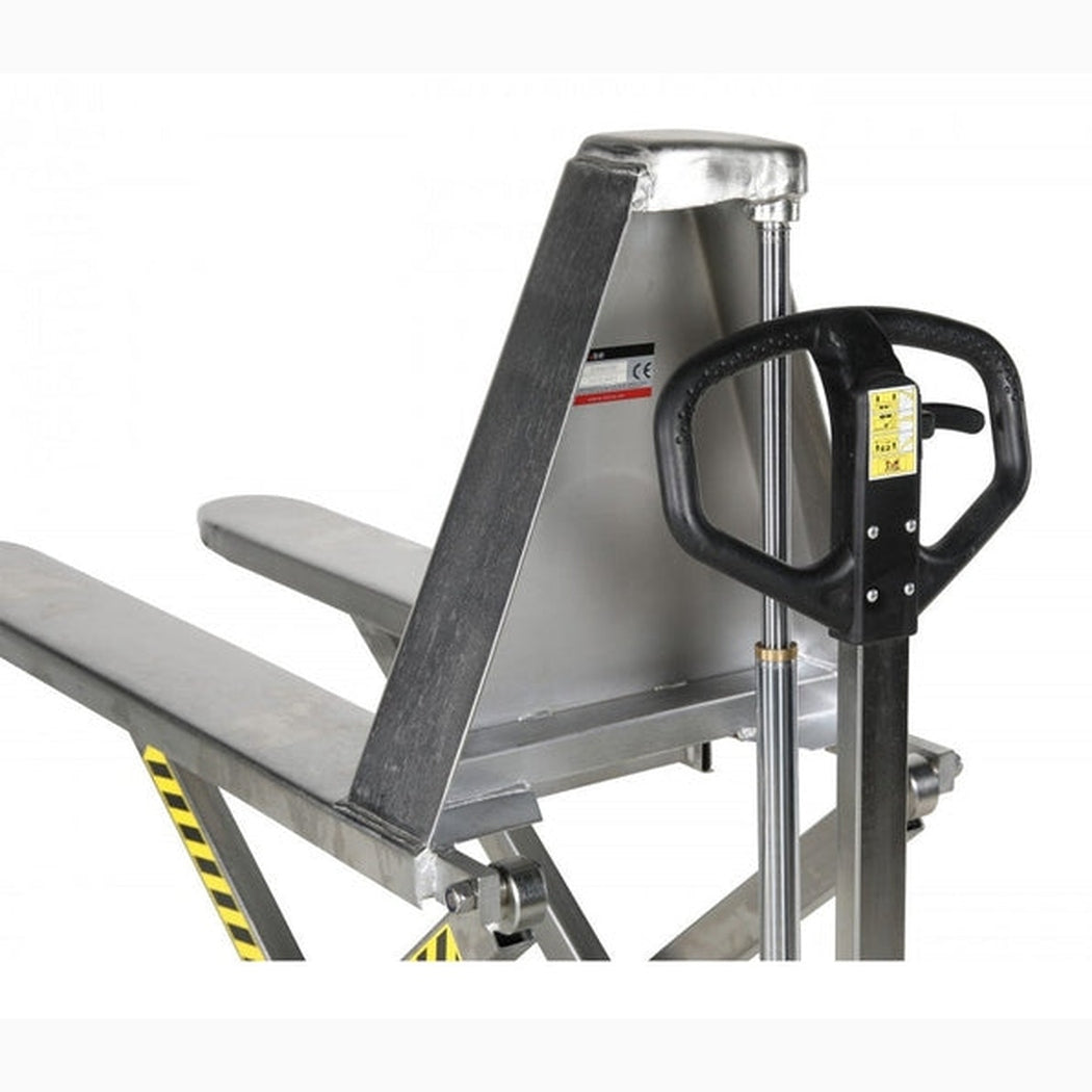 Rostfri Saxlyftvagn, 1000kg, 540x1150mm, singel/nylon med teleskopisk kolv och hög lyftkapacitet för industribruk.
