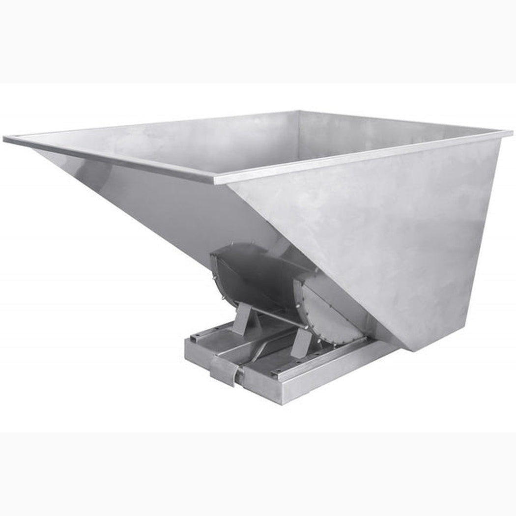 Rostfri tippcontainer, 1100 liter i rostfritt stål 304 för hållbar och effektiv materialhantering i industrin.
