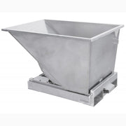 Rostfri tippcontainer, 300 liter i rostfritt stål för effektiv och säker materialhantering i industrin.