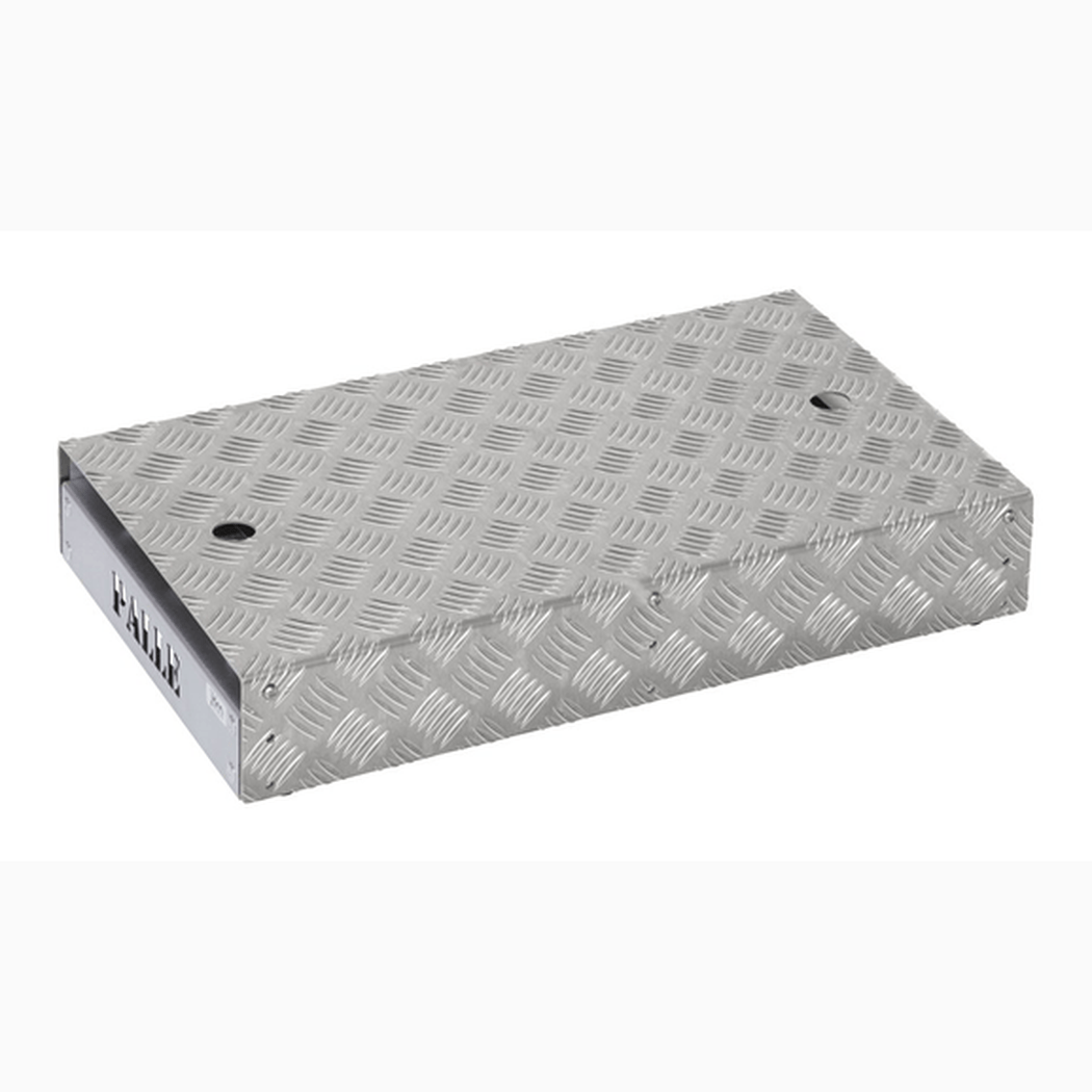 Rullbar pall, 600x351x180mm, 150kg med robust plattform i aluminium och hjul för enkel förflyttning och justerbar höjd.