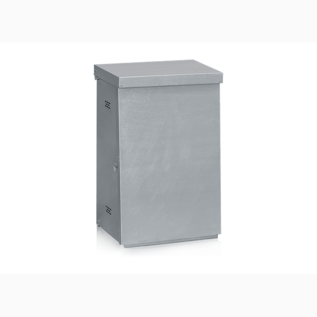 Säckhållare plåt, 1000x610x450 mm, Galv, galvaniserad plåt med öppningsbart lock för säker förvaring av säckar.