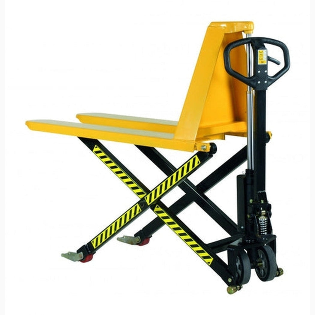 Saxlyftvagn, 1000kg, 540x1150mm, Gul med teleskopcylinder och automatisk snabblyft för tunga lyft.