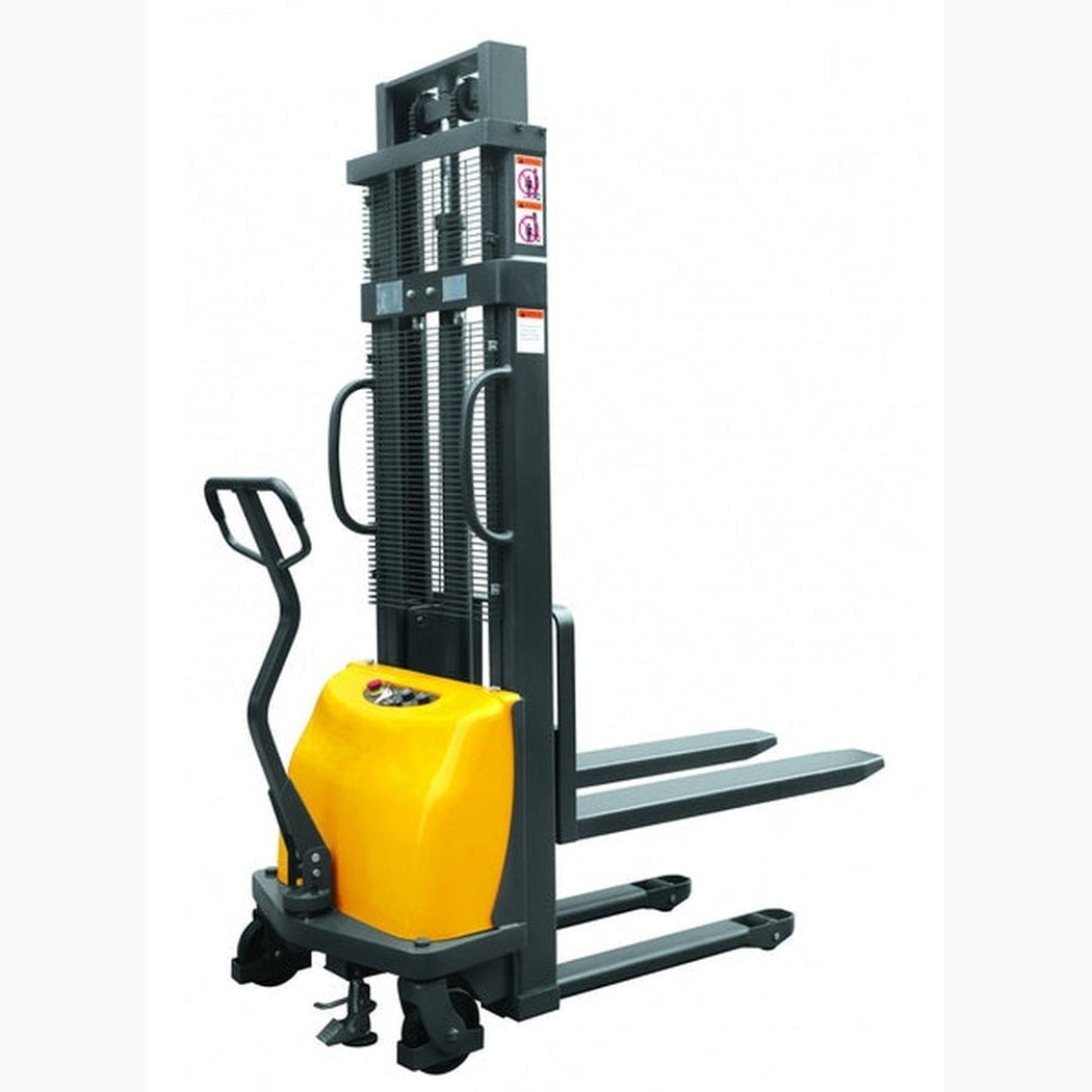 Semielektrisk staplare, 1000kg, 3300mm för ergonomisk pallhantering med batteridriven lyftmotor och hög lyfthöjd.