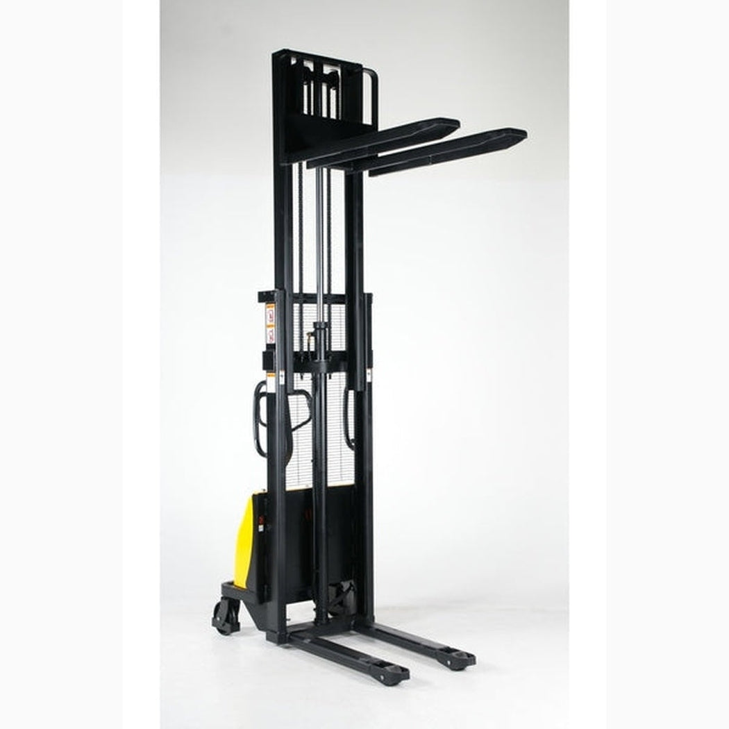 Semielektrisk staplare, 1000kg, 3300mm med batteridriven lyftmotor och ergonomisk design för effektiv pallhantering.