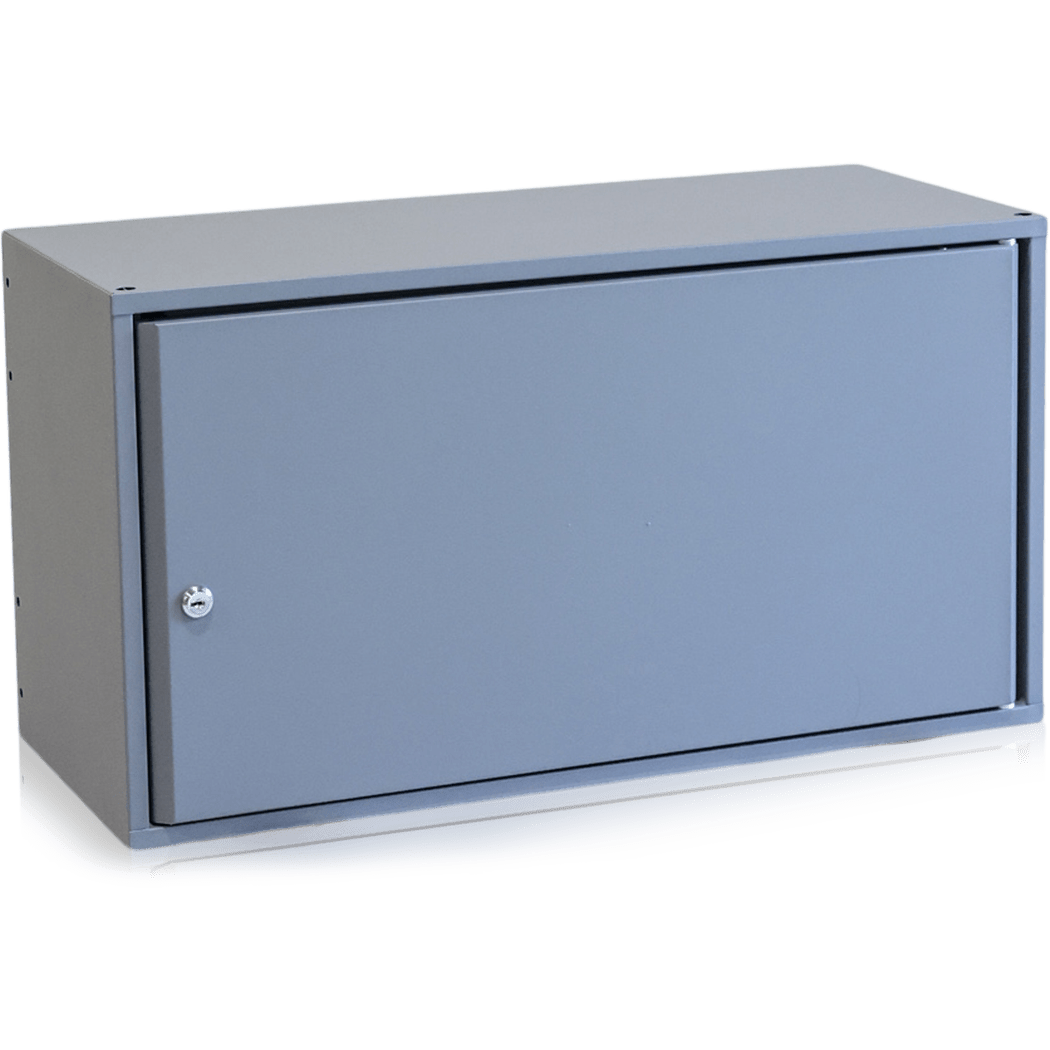 Skåp, 1 hyllplan, 660x280x360mm, grå med justerbart hyllplan och nyckellås för säker och flexibel förvaring.