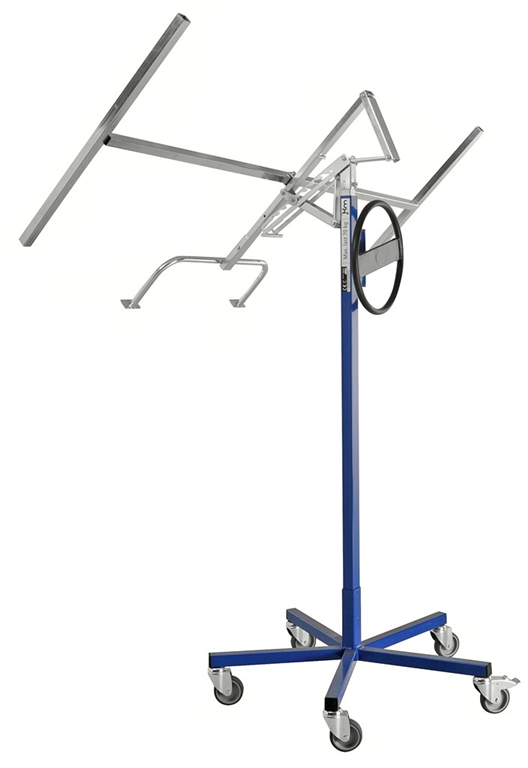 Skivlyft 1820x800x1790-3000mm med lutande eller rakt tak, justerbar höjd och hjul för enkel förflyttning.