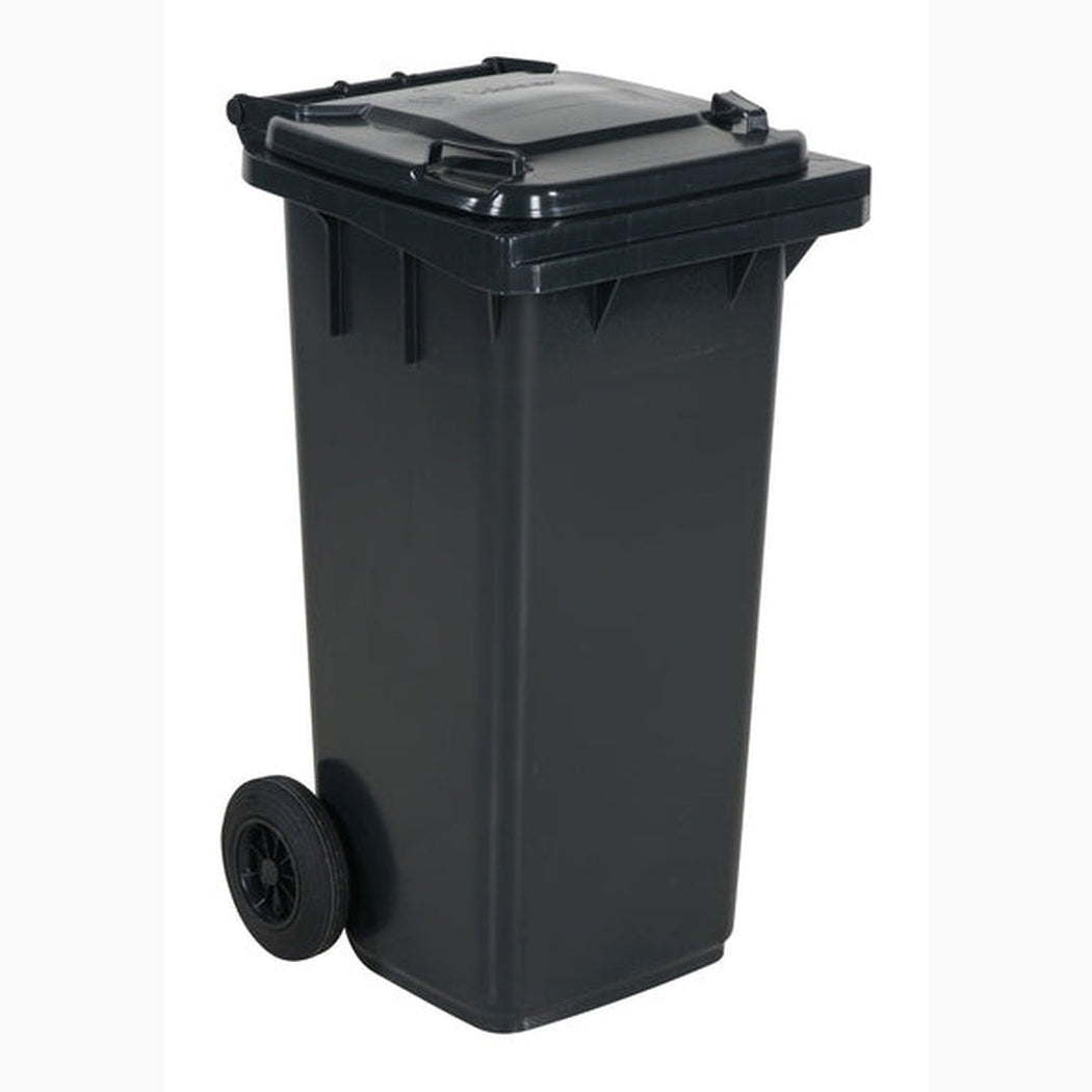Sopkärl med hjul, 120 liter, robust HDPE, UV-skyddad och mobil för effektiv avfallshantering.