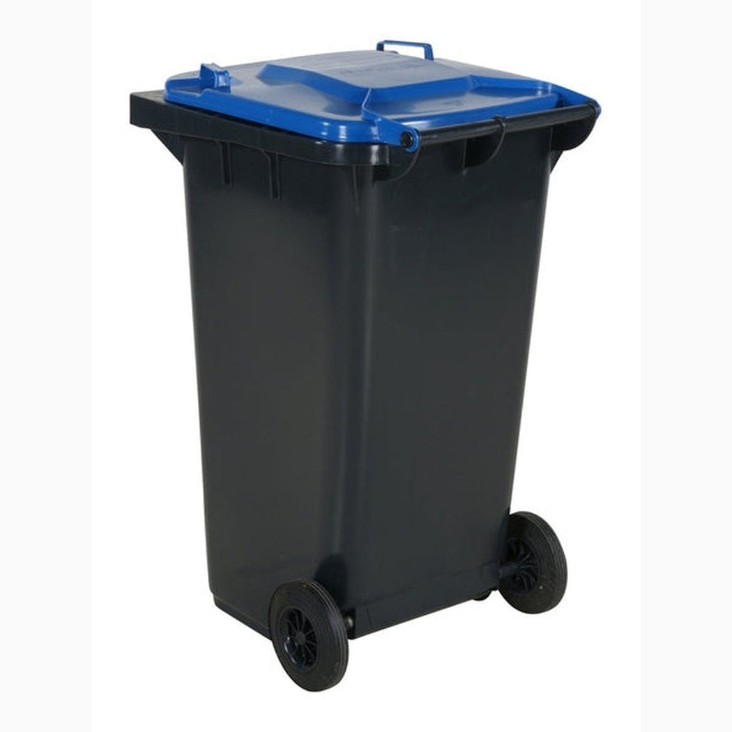 Sopkärl med hjul, 240 liter i hållbart HDPE-material med robust design för effektiv avfallshantering.
