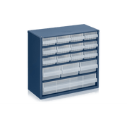 Sortimentskåp, inkl. plastlådor 283-552x306x150mm med robust design och transparenta lådor för effektiv organisering av smådelar.