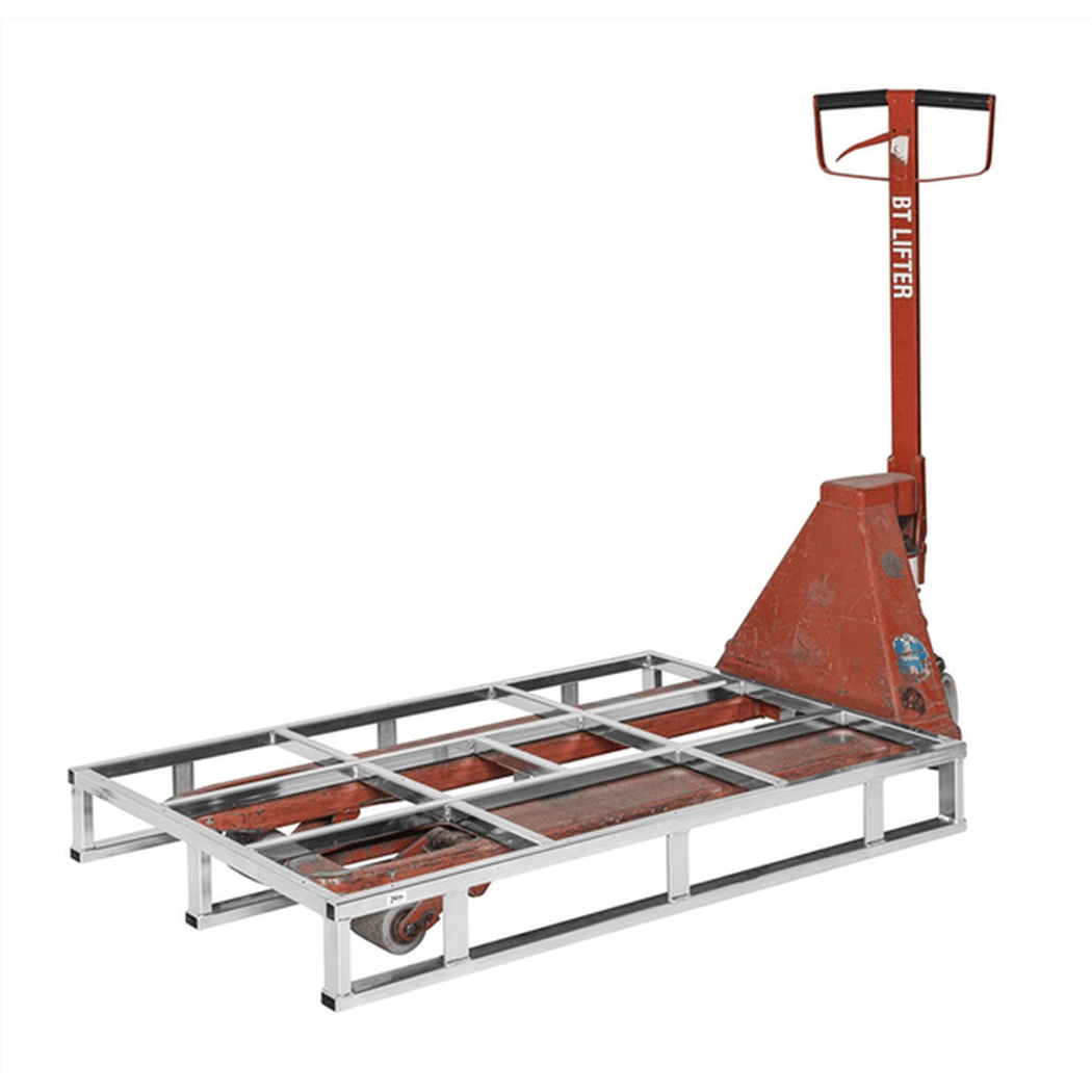 Stålpall, 1200x800x145mm, 1000kg i galvaniserat stål för tunga transporter och hållbar lagring.
