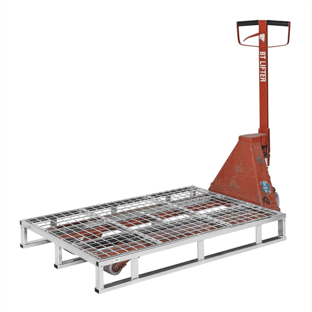 Stålpall med nät, 1200x800x153mm, 1000kg med robust galvaniserat stål och hög belastningskapacitet.