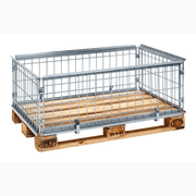 Staplingsbar pallram, 1220x820x420mm, elförzinkad, robust och fällbar för effektiv lagerhantering och transport.