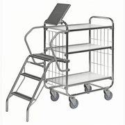 Stege, 550x450x670mm i elförzinkat stål för enkel montering på lager- och butiksvagnens sida.