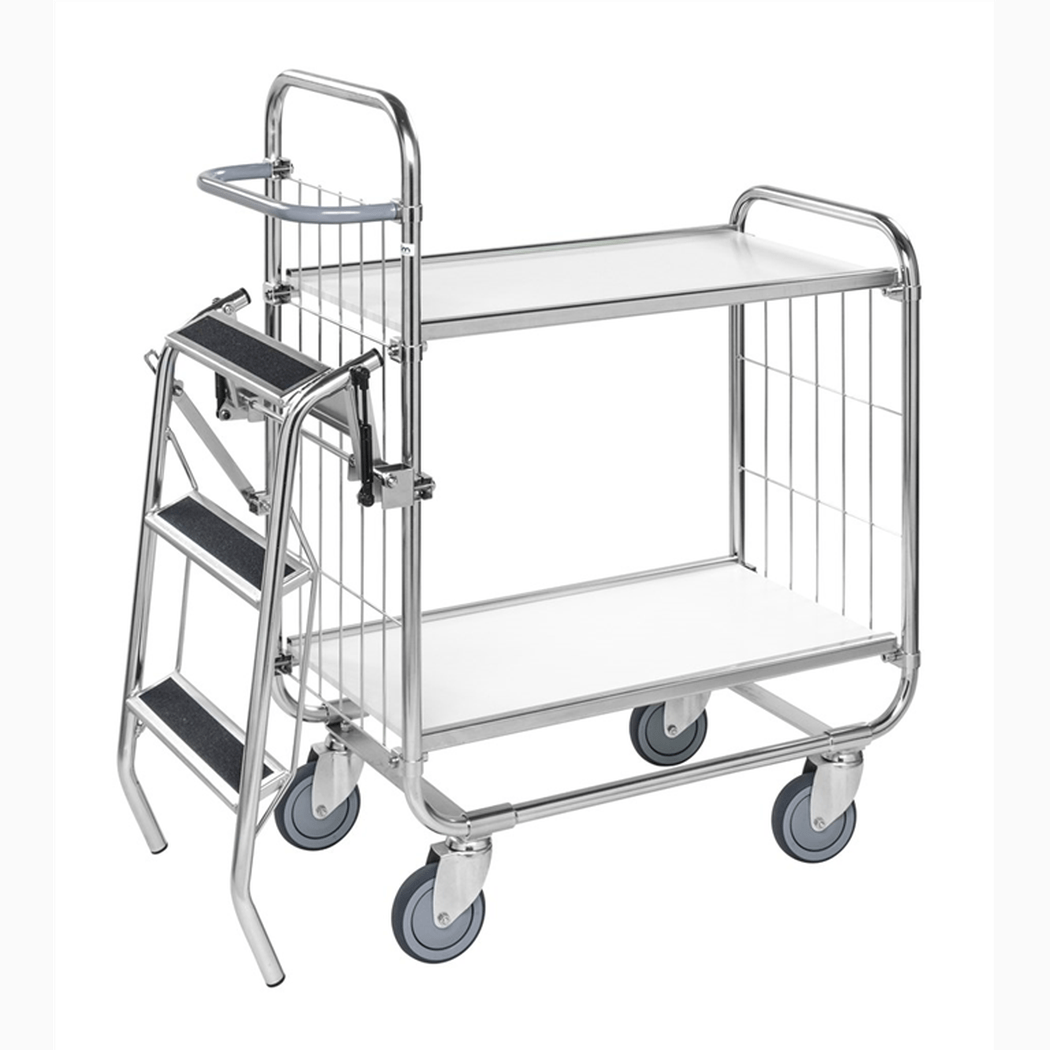 Stege, 550x450x670mm, elförzinkad stege för enkel montering på lager- och butiksvagnens sida.