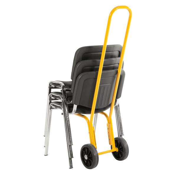 Stolkärra, 440x380x1320mm, 75kg med justerbar höjd och robust konstruktion för enkel transport av stolar.