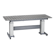 Höj- & sänkbart svetsbord elektriskt 1200x800mm med robust stålskiva och justerbara fötter för industriell användning.