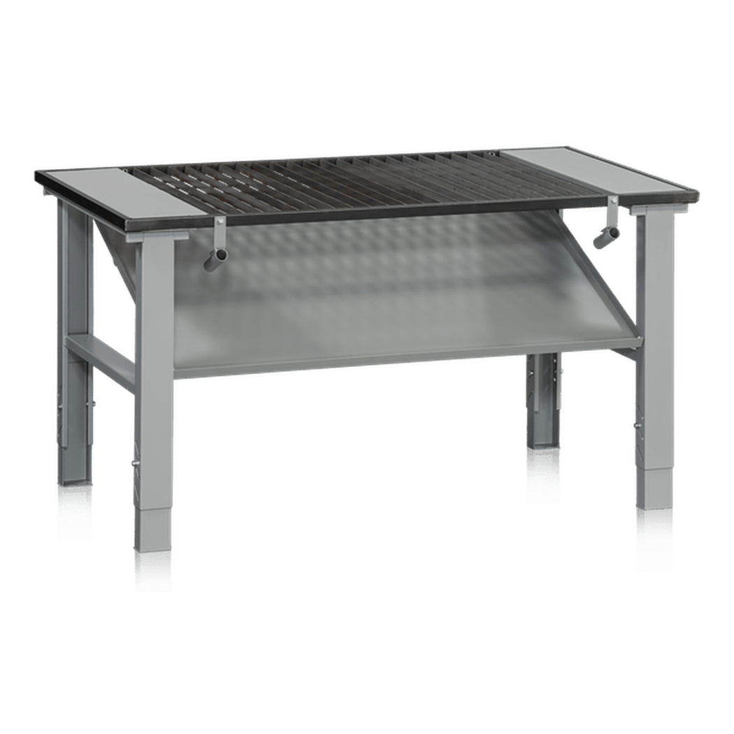 Svetsbord 1200x800mm inkl. dropplåt med justerbar höjd och robust konstruktion för professionell svetsning och lödning.