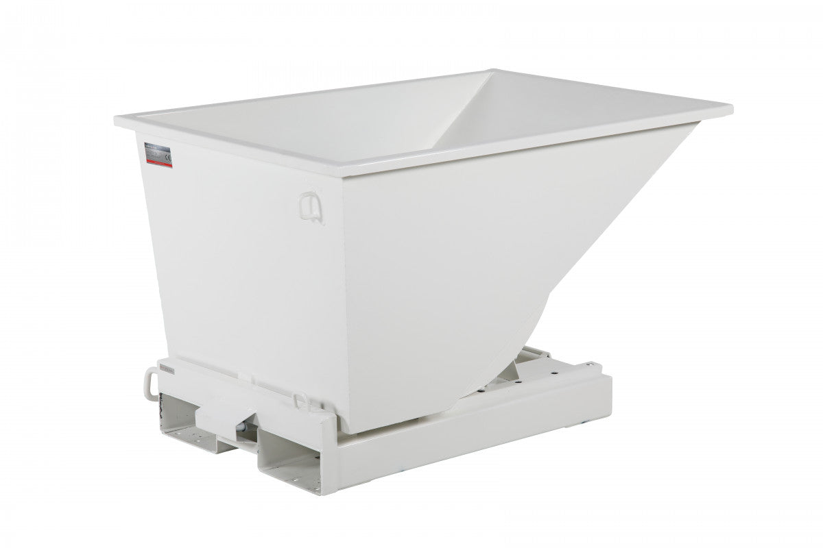 Tippcontainer Jaina, 600 liter i vit pulverlackerad design för säker och effektiv avfallshantering och källsortering.