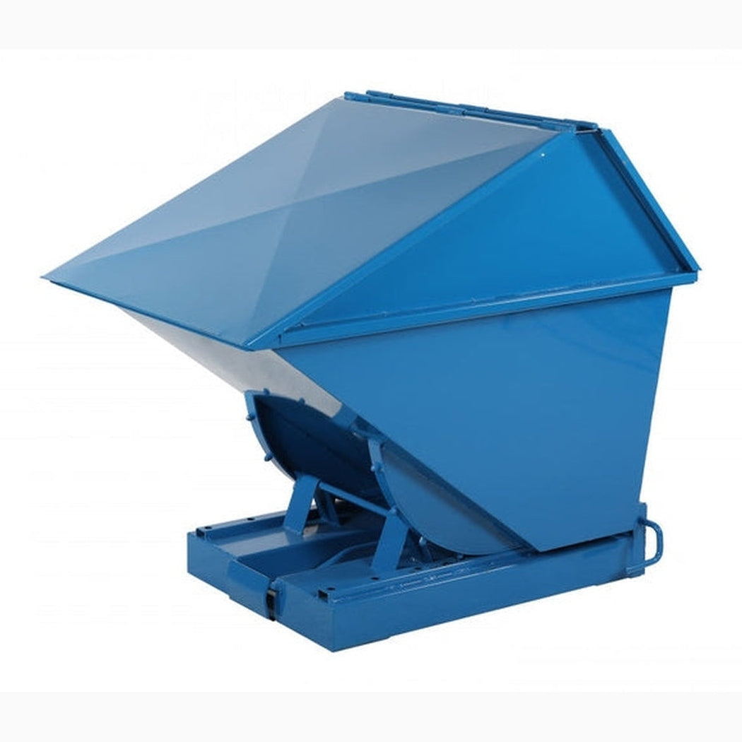 Tippcontainer Jaina med högt lock, 400 liter blå, robust och pulverlackerad container för effektiv källsortering och avfallshantering.