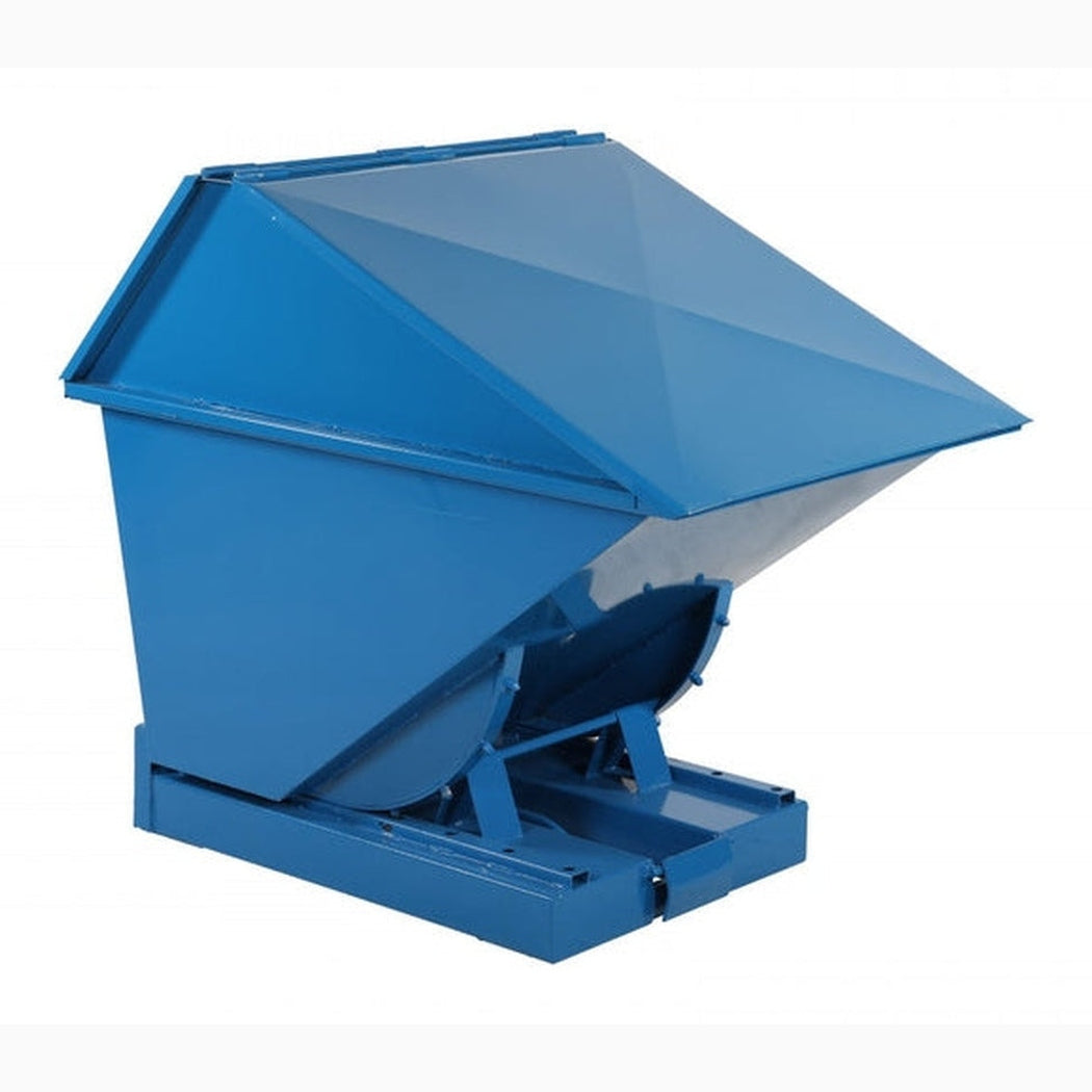 Tippcontainer Jaina med högt lock 400 liter i blå, robust och korrosionsskyddad för effektiv källsortering och avfallshantering.