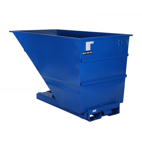 Tippcontainer lätt, 1600 liter, 600kg blå tippcontainer med robust konstruktion för effektiv avfallshantering och källsortering.