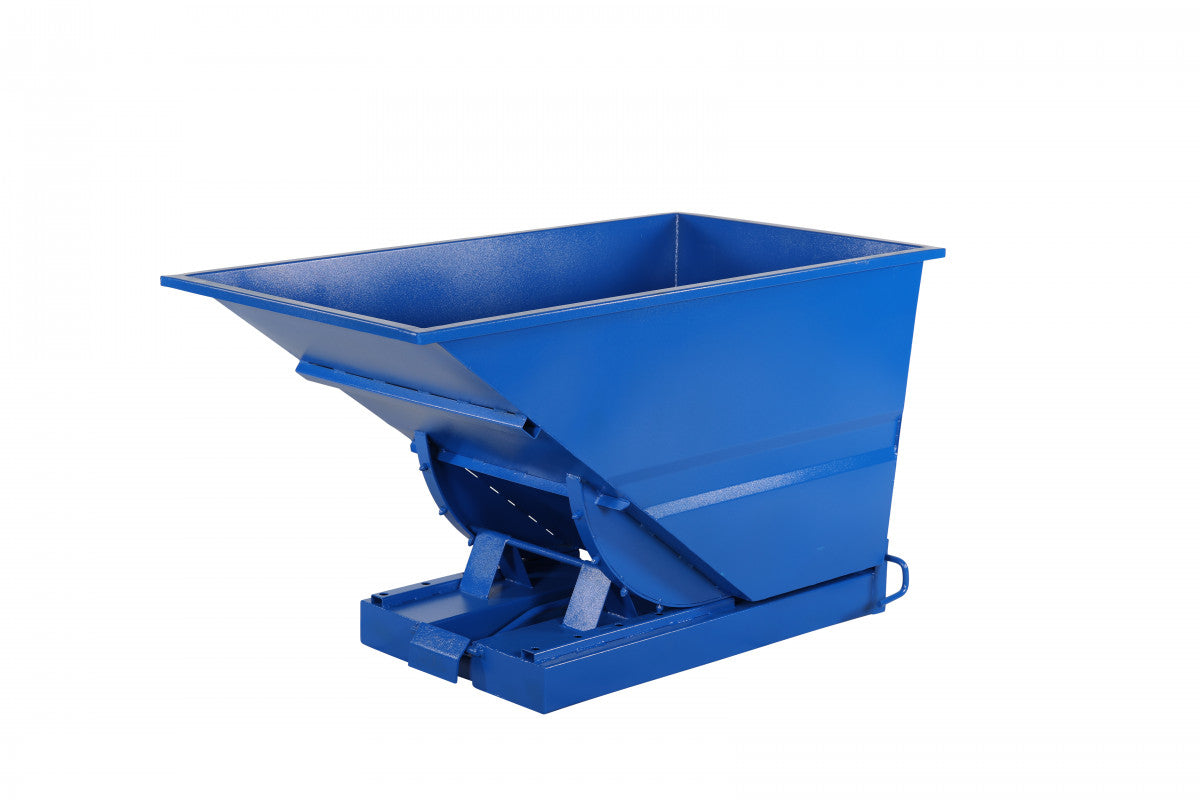 Tippcontainer lätt 600 liter 600kg i blå pulverlackerad design för effektiv och säker avfallshantering.