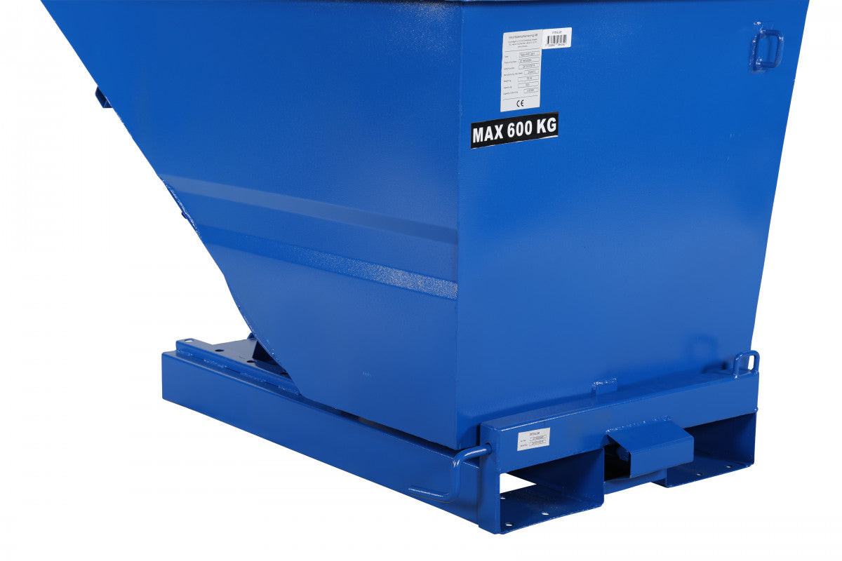 Tippcontainer lätt, 600 liter, 600kg i robust utförande med pulverlackerad yta för säker och effektiv avfallshantering.
