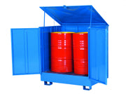 Uppsamlingskärl för 2 stående fat, heltäckta, 260 liter