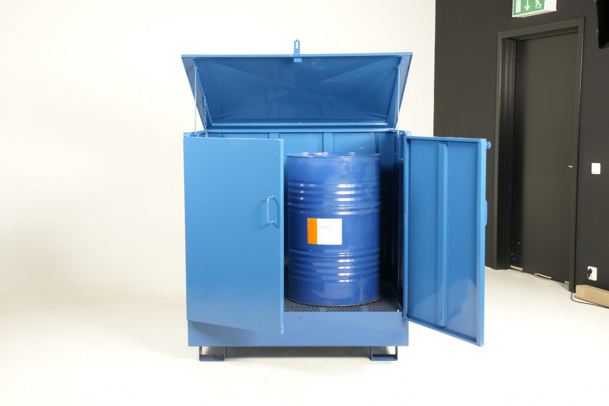 Uppsamlingskärl för 2 stående fat, heltäckta, 260 liter