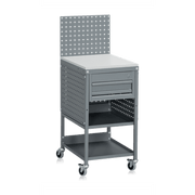 Verkstadsvagn 1250x607x450 mm, 150 kg, perforerad panel
