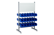 Verktygsställ med 36 plastbackar, HxBxD 1500x925x610 mm dubbelsidigt