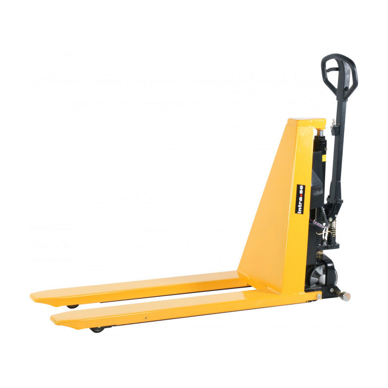 EL Saxlyftvagn, 1000kg, 540x1170mm, enkelhjul/poly i nedsänkt läge med gafflarna nere
