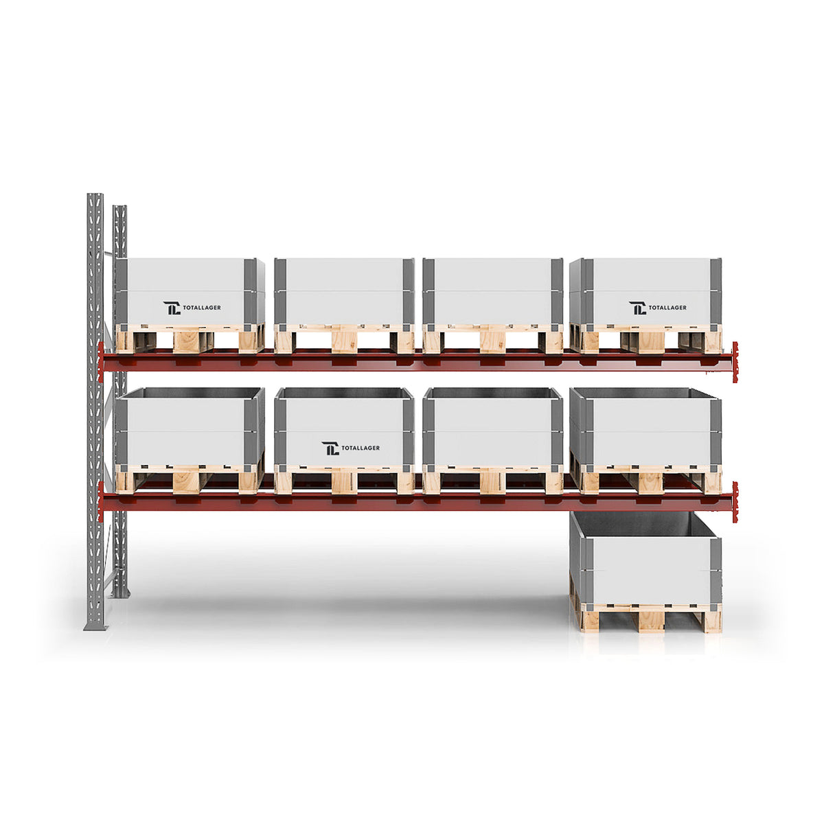 Pallställ påbyggnadssektion 2 500 × 3 600 mm, 12 pallar à 500 kg