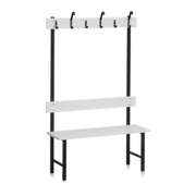 Sittbänk Enkelsektion 1000-2000 mm Ljusgrå med ljusgrå laminat, svart pulverlackerat underrede och kroklist.